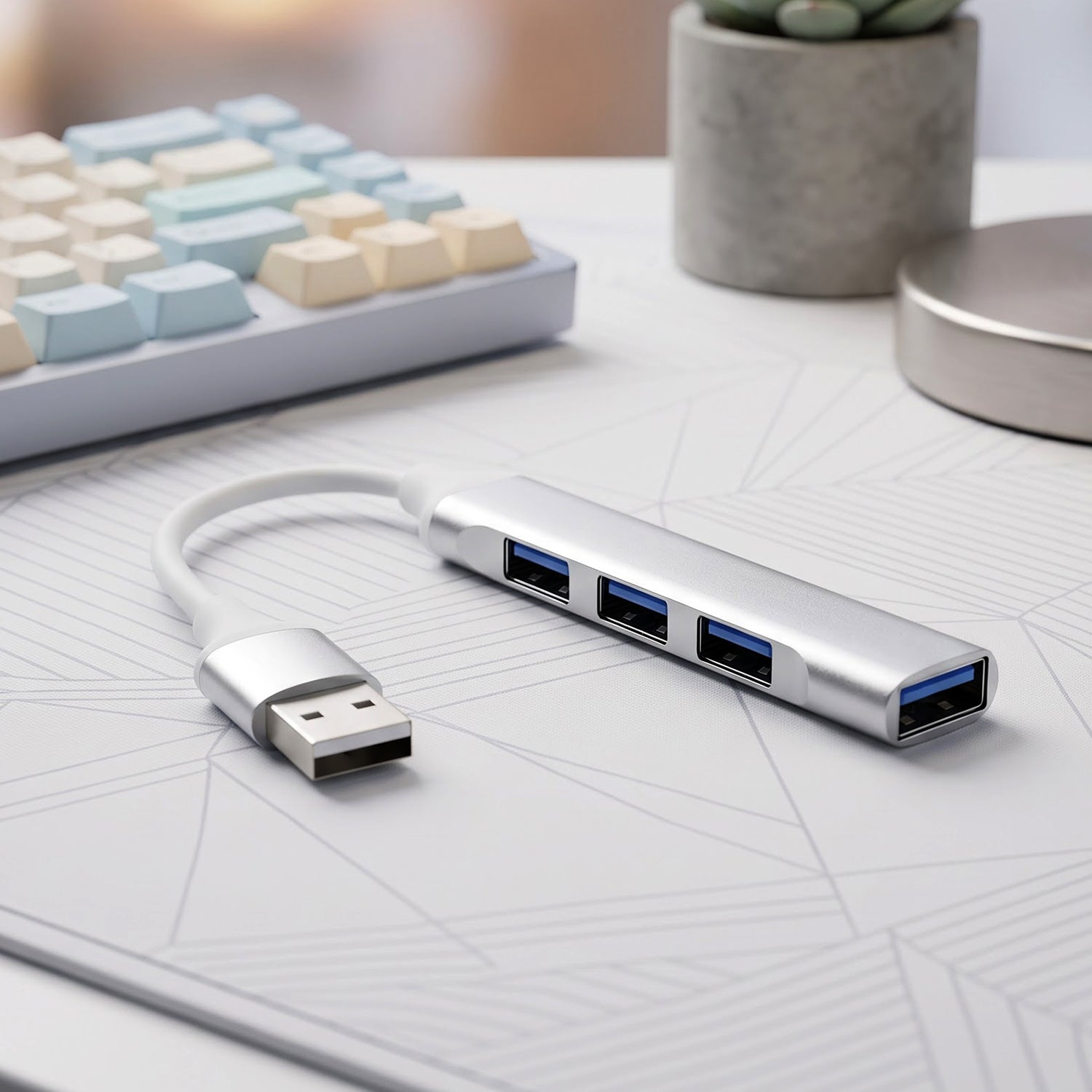 Usb To Four Port Usb Hub Multi Interface Adapter For Laptop And Computer (1 Pc)